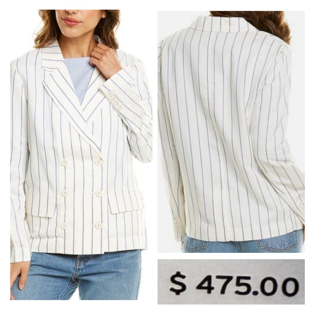 NWT! Equipment Gael Double Breasted Stripe Print Blazer